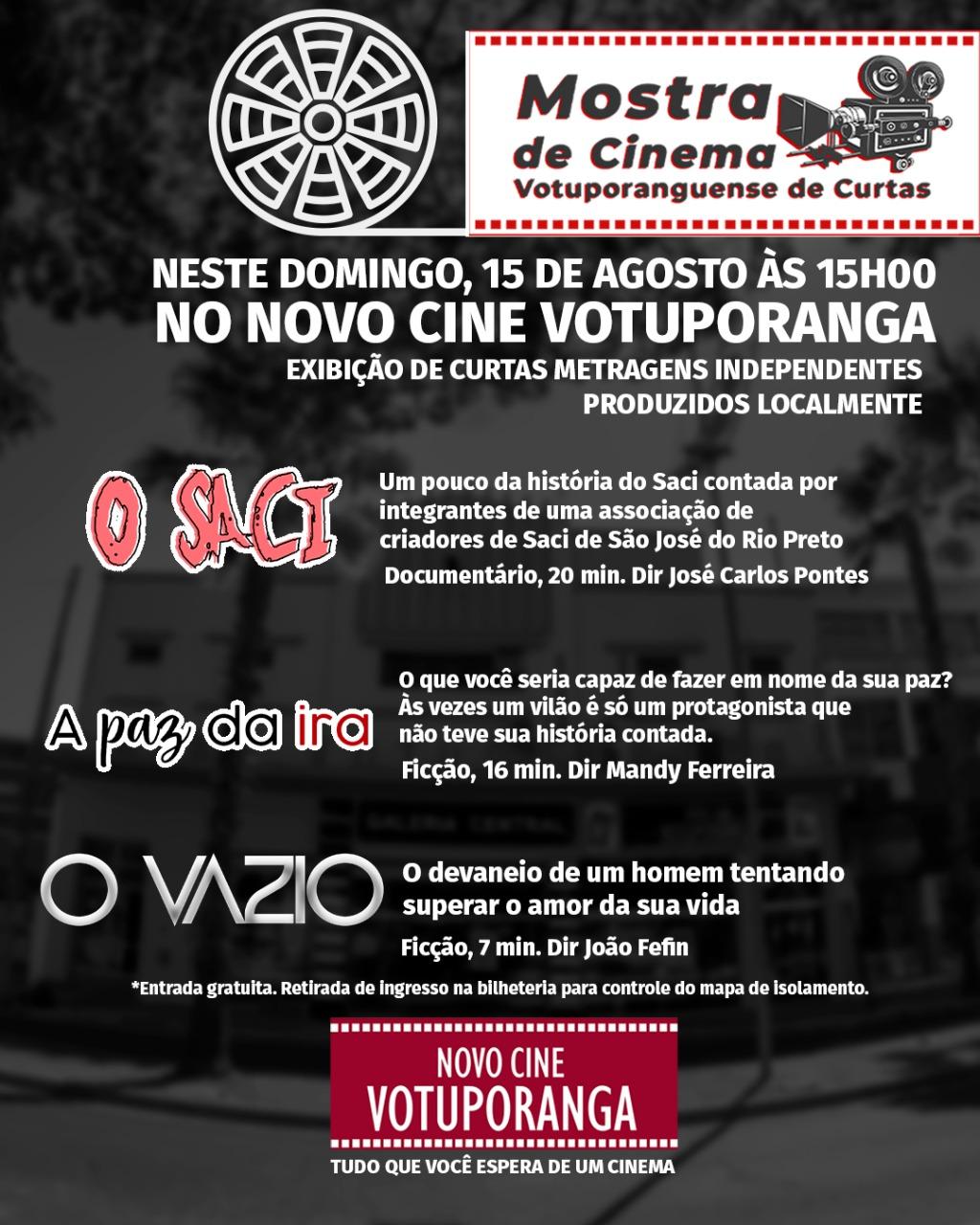 Mostra de Cinema Votuporanguense de Curtas acontece neste domingo