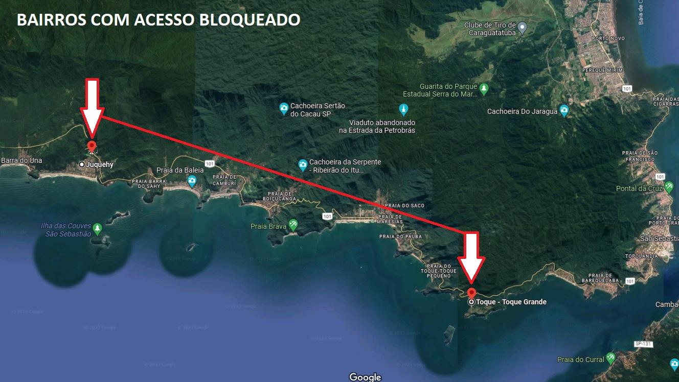 Após chuva forte, vários bairros de São Sebastião estão sem acesso por terra