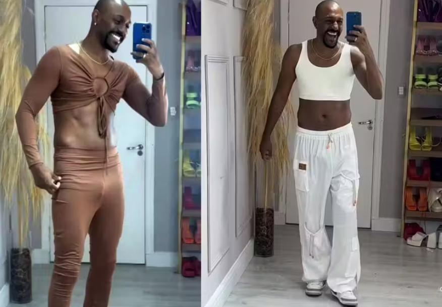 Marido de empresária impulsiona vendas ao vestir looks femininos da loja da esposa