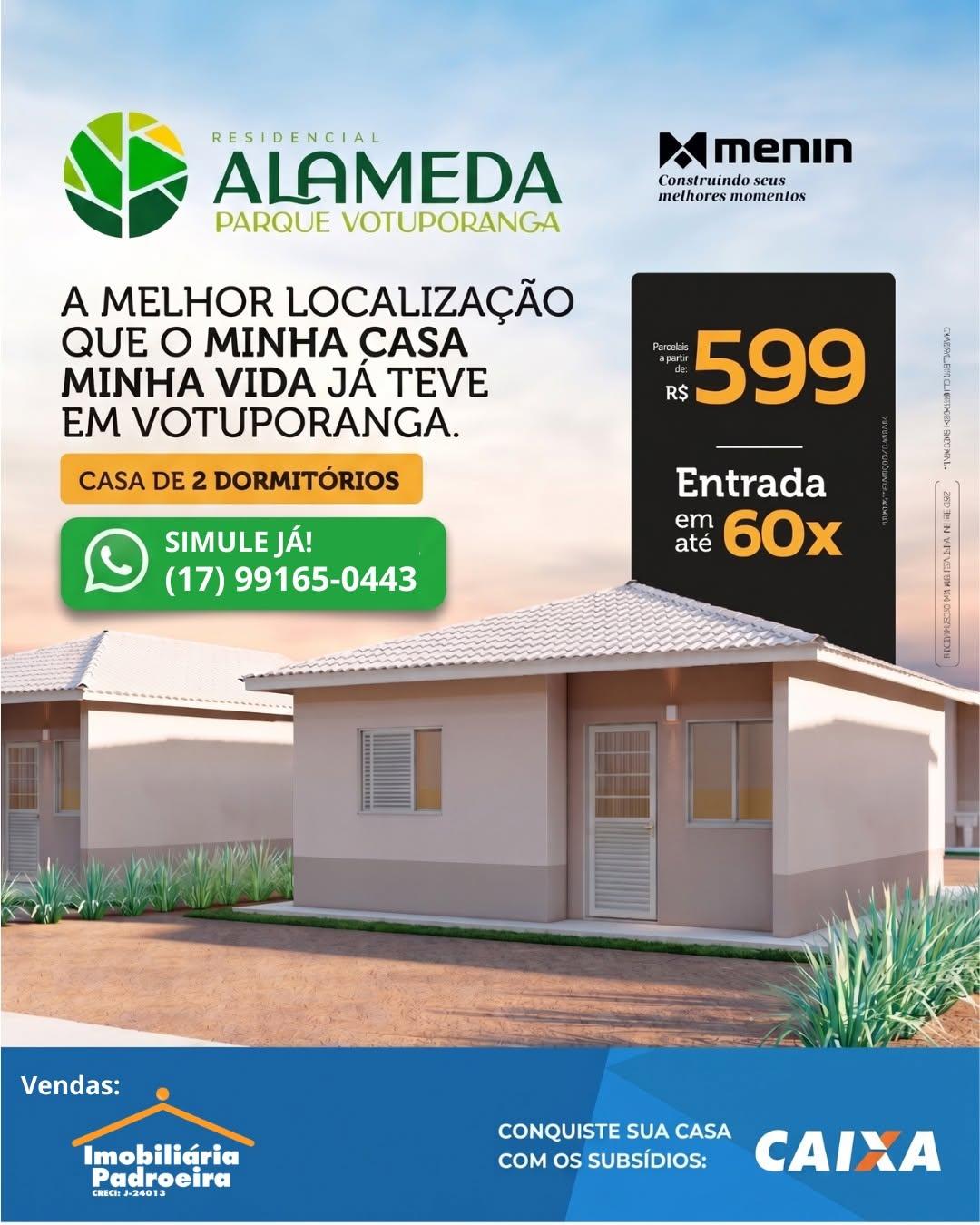 Sonho da casa própria fica mais perto: Residencial Alameda Parque chega a Votuporanga com casas da Menin e financiamento facilitado